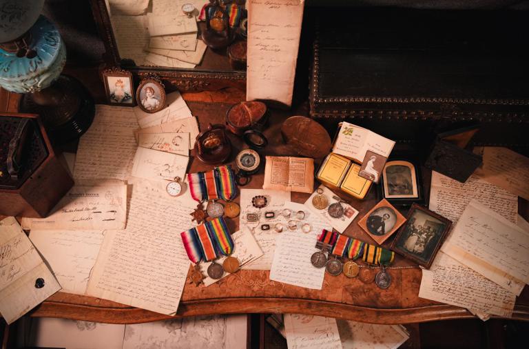 Medals, letters and photographs from a family estate