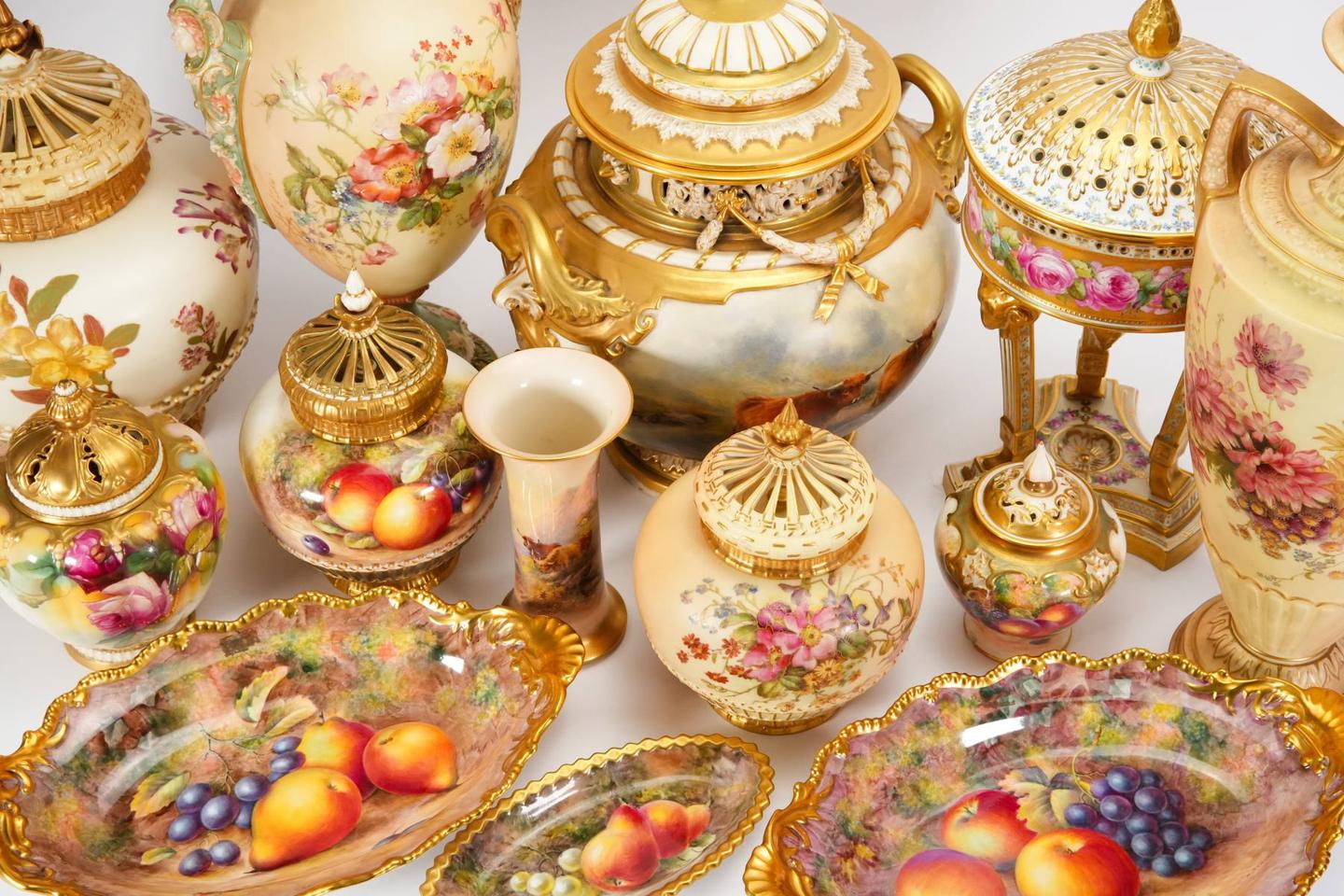 Royal Worcester porcelain gathered for valuation