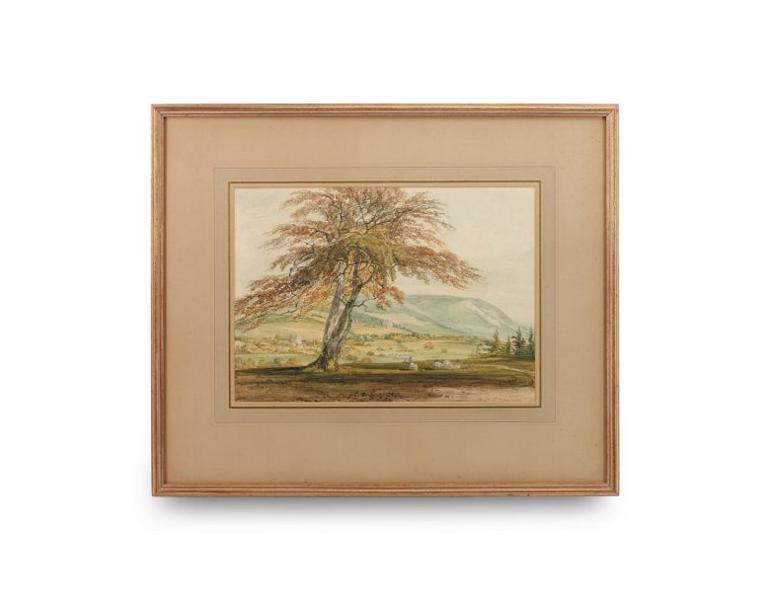 A gilt-framed watercolour