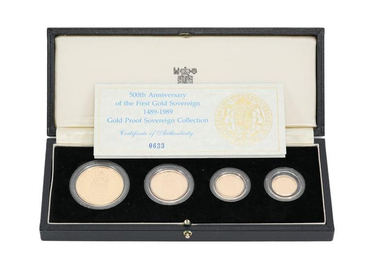 Gold proof sovereign collection, 500th anniversary (1489 to 1989)