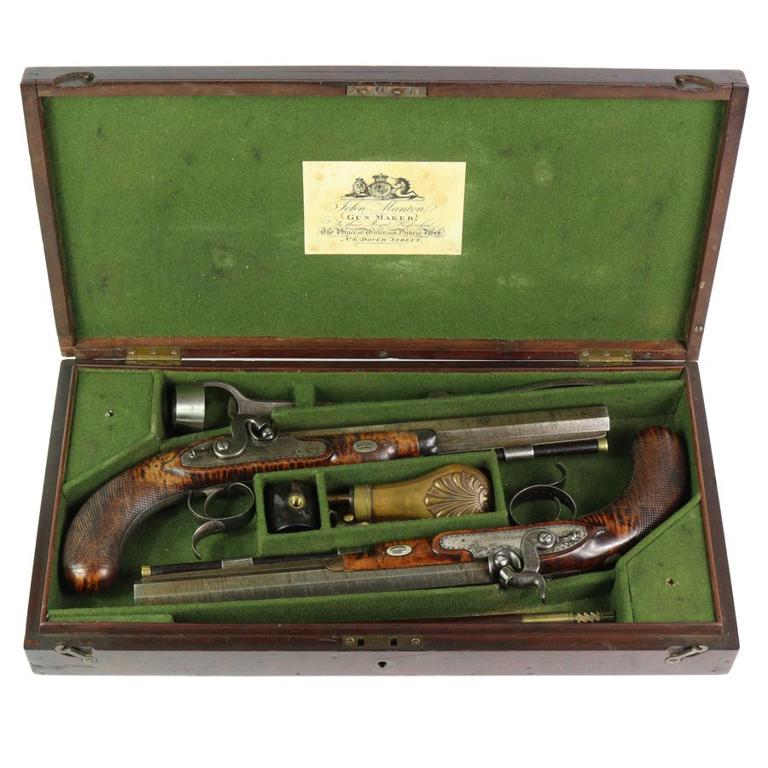 Cased Pair of John Manton Target Pistols