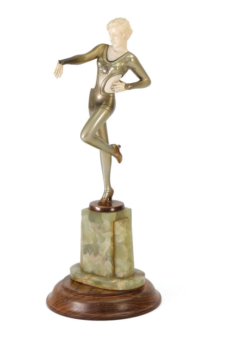 Josef Lorenzl bronze and ivory figure